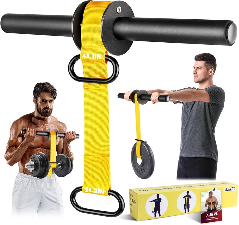 AJKPL Forearm Strengthener and Wrist Roller, 43.3 in Or 51.2 in Ultra-Strong Nylon Webbing Wrist & Forearm Blaster with Quick Locking Mechanism, Durable Anti-Slip Grip Handles for Forearm Strength Training - Image 1
